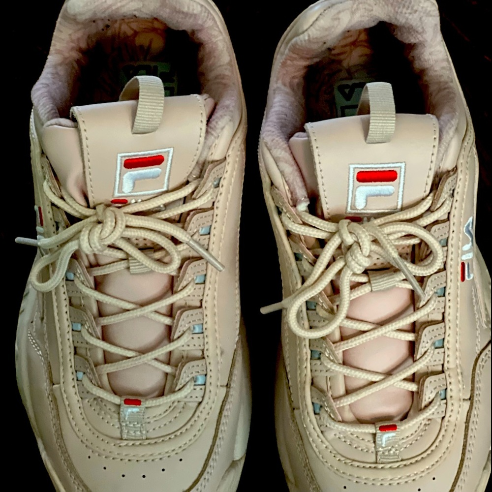 Soft pink fila shoes